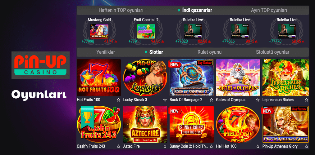 Pin Up Casino Oyunlarının seçimi haqqında məlumat
